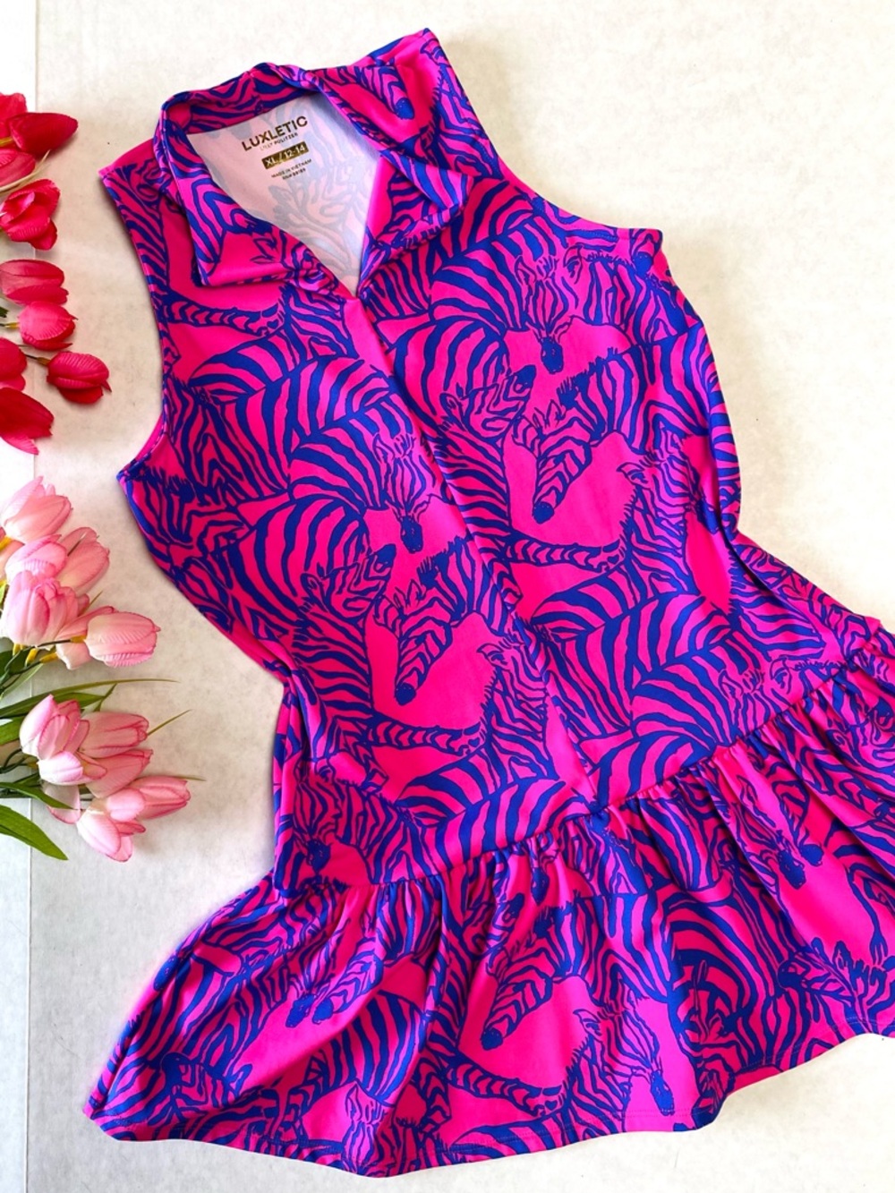 Lilly Pulitzer Luxletic Passion Fruit Pink Zebra Dress Girls XL